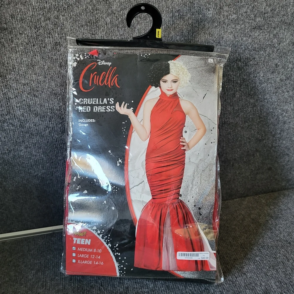 Kids Cruella red dress Costume 8-10